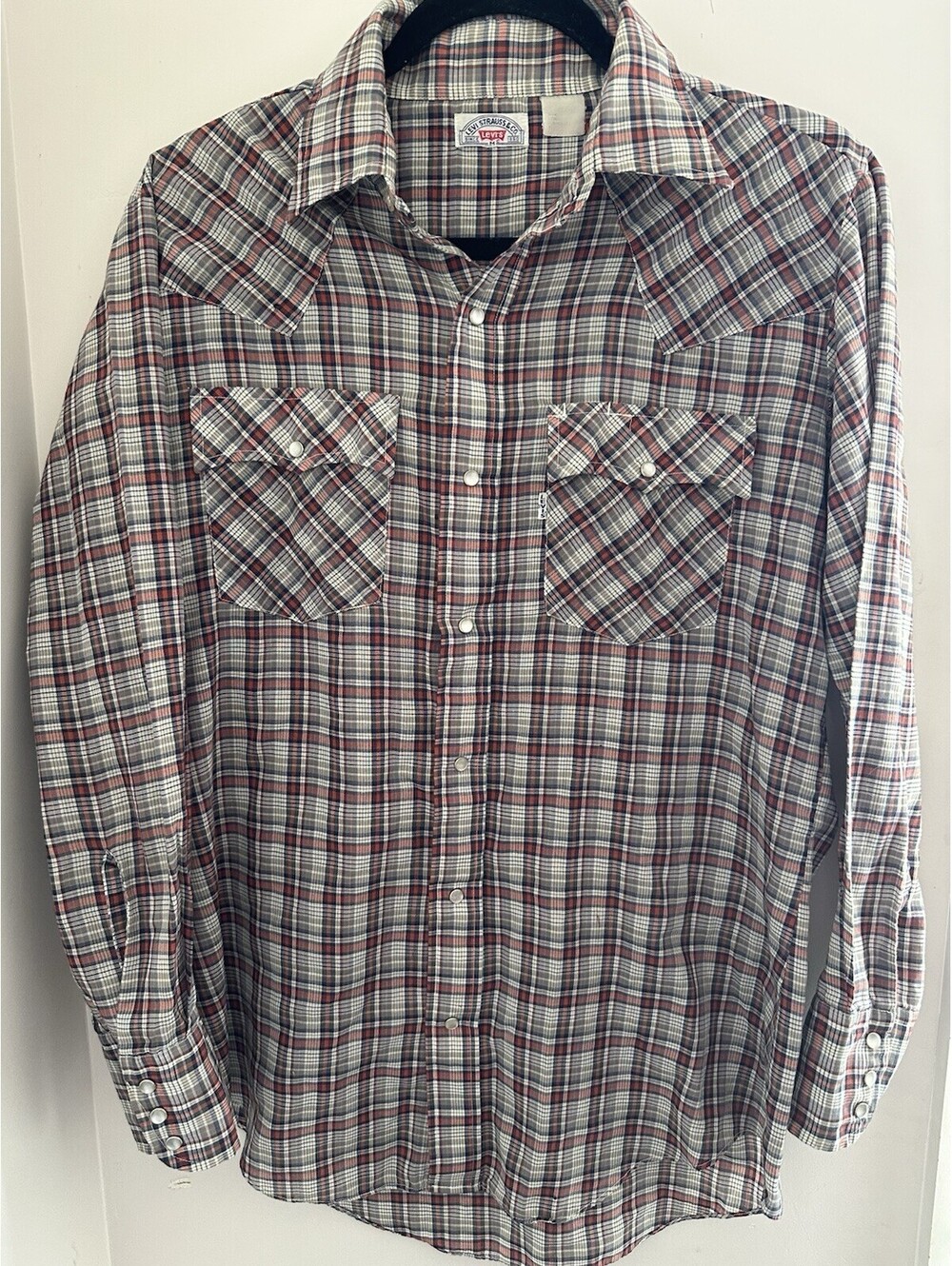 Vintage Levi’s Plaid Western Snap Shirt | Big ‘E’ | Long Sleeve Pearl Snap